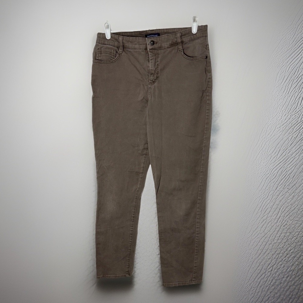 Bandolino Amy Pants Women 8 Brown Cotton Stretch Slim Straight Classic Chic